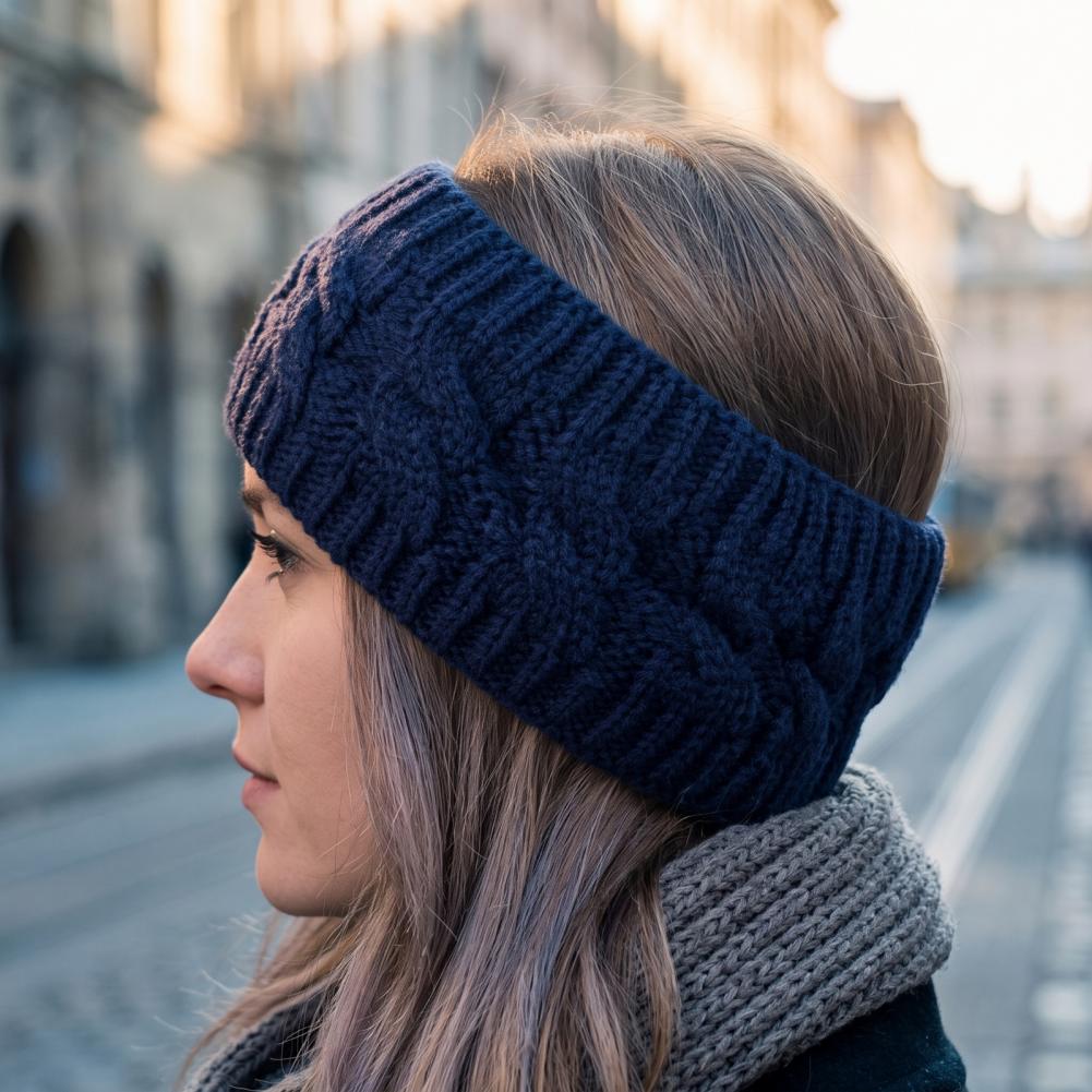 Fleece Ear Warmer Band - Winter Knitted Headband for Women, Soft