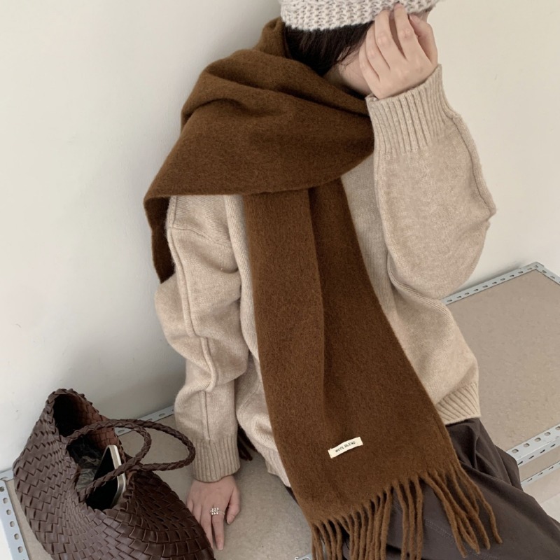 Wool Scarf Men - Korean Version Chic Solid Tassel Scarf