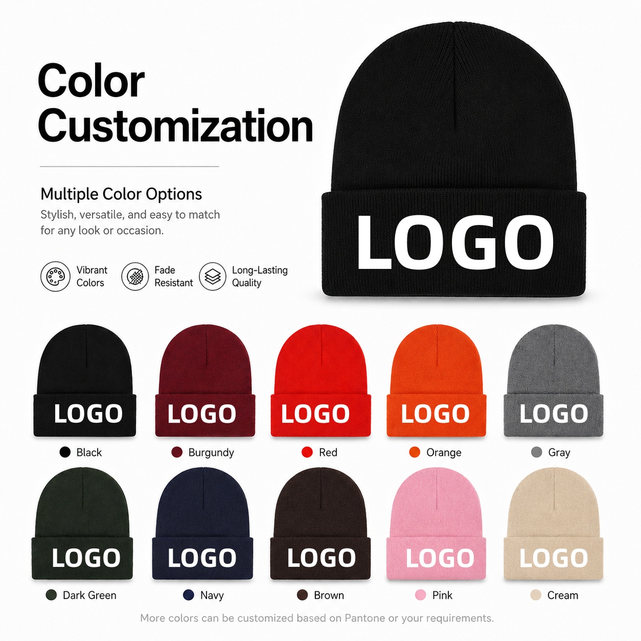 Custom Logo Knitted Beanie Hat - огляд і ціна Knit Beanie Hat Warm