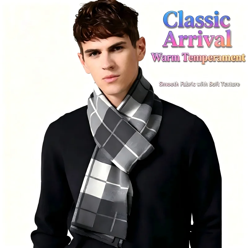 1 Pcs British Black and Gray C - огляд і ціна Wool Scarf Men